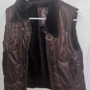 Brown puffer vest